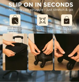 WanderWraps Spendex Polyester Protective Luggage Cover | Hard Luggage Trolley Bag Cover | Washable | Dust Proof | Stretchable | S - 20 inch | D3
