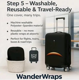 WanderWraps Spendex Polyester Protective Luggage Cover | Hard Luggage Trolley Bag Cover | Washable | Dust Proof | Stretchable | S - 20 inch | D3