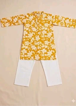 A.T.U.N. (ALL THINGS UBER NICE) Boys 100% Cotton Kurta Pyjama Set | Traditional Ethnic Wear Outfit for Kids | Soft Breathable Printed Kurta with Comfortable Pyjama | Festive Celebration Clothing Set
- 0-6 M, Mustard