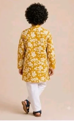 A.T.U.N. (ALL THINGS UBER NICE) Boys 100% Cotton Kurta Pyjama Set | Traditional Ethnic Wear Outfit for Kids | Soft Breathable Printed Kurta with Comfortable Pyjama | Festive Celebration Clothing Set
- 6-12 M