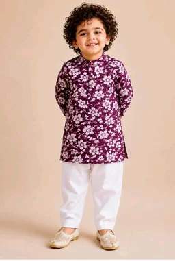 A.T.U.N. (ALL THINGS UBER NICE) Boys 100% Cotton Kurta Pyjama Set | Traditional Ethnic Wear Outfit for Kids | Soft Breathable Printed Kurta with Comfortable Pyjama | Festive Celebration Clothing Set
- 12-18 M