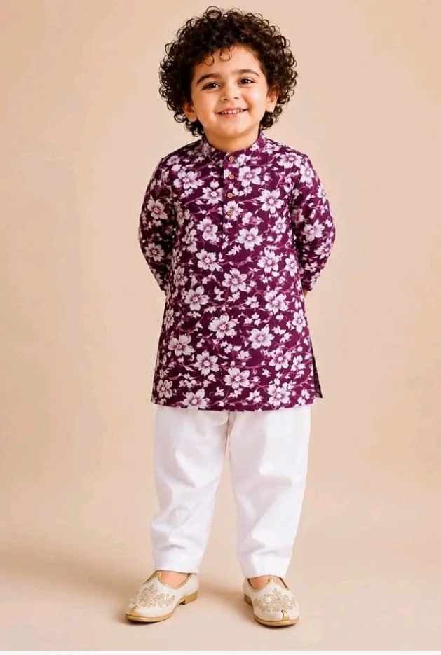 A.T.U.N. (ALL THINGS UBER NICE) Boys 100% Cotton Kurta Pyjama Set | Traditional Ethnic Wear Outfit for Kids | Soft Breathable Printed Kurta with Comfortable Pyjama | Festive Celebration Clothing Set
- 12-18 M