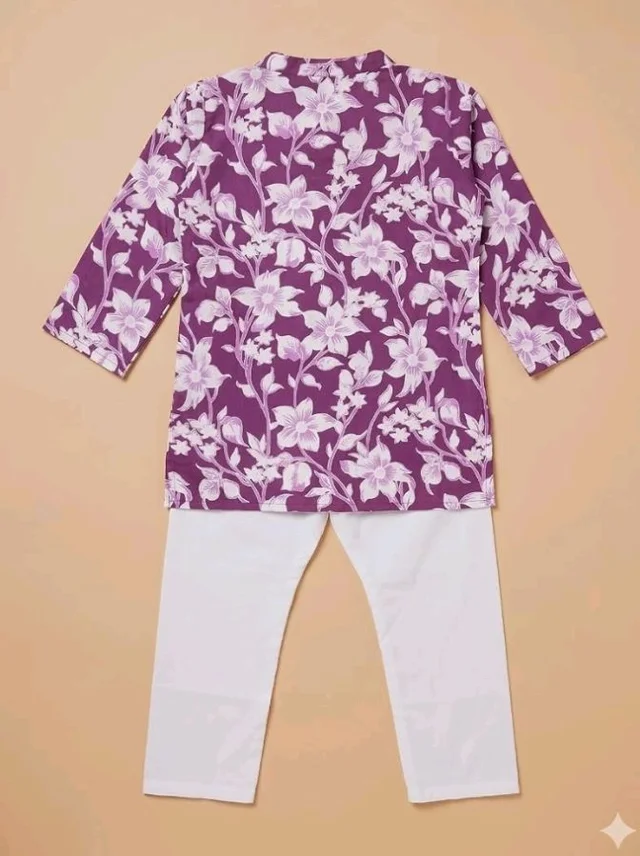 A.T.U.N. (ALL THINGS UBER NICE) Boys 100% Cotton Kurta Pyjama Set | Traditional Ethnic Wear Outfit for Kids | Soft Breathable Printed Kurta with Comfortable Pyjama | Festive Celebration Clothing Set
- 12-18 M
