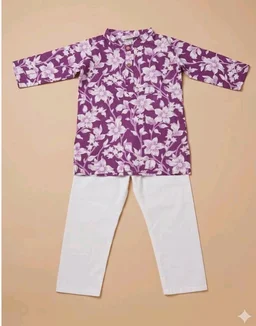 A.T.U.N. (ALL THINGS UBER NICE) Boys 100% Cotton Kurta Pyjama Set | Traditional Ethnic Wear Outfit for Kids | Soft Breathable Printed Kurta with Comfortable Pyjama | Festive Celebration Clothing Set
- 4-5 y