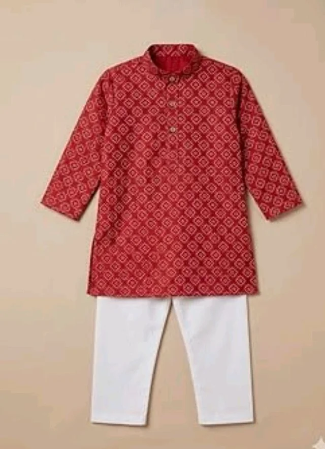 A.T.U.N. (ALL THINGS UBER NICE) Boys 100% Cotton Printed Kurta Pyjama Set | Soft Comfortable Ethnic Indian Outfit | Festive, Celebrations, Wedding, Functions, Family Gatherings Clothing Set for Kids
- 9-10 y, Red