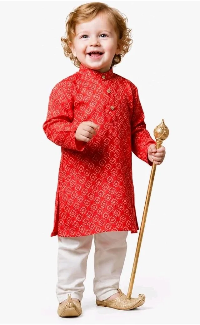 A.T.U.N. (ALL THINGS UBER NICE) Boys 100% Cotton Printed Kurta Pyjama Set | Soft Comfortable Ethnic Indian Outfit | Festive, Celebrations, Wedding, Functions, Family Gatherings Clothing Set for Kids
- 4-5 y, Red