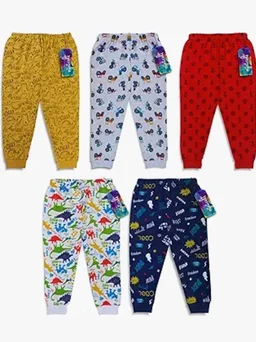 minicult Cotton Pajama Pants with All Over Print for Boys and Girls (Multicolor Designs)(Pack of 5) - 4-5 y, Multicolours