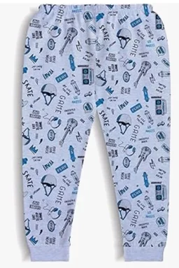 minicult Cotton Pajama Pants with All Over Print for Boys and Girls (Multicolor Designs)(Pack of 5) - 6-12 m, Blue