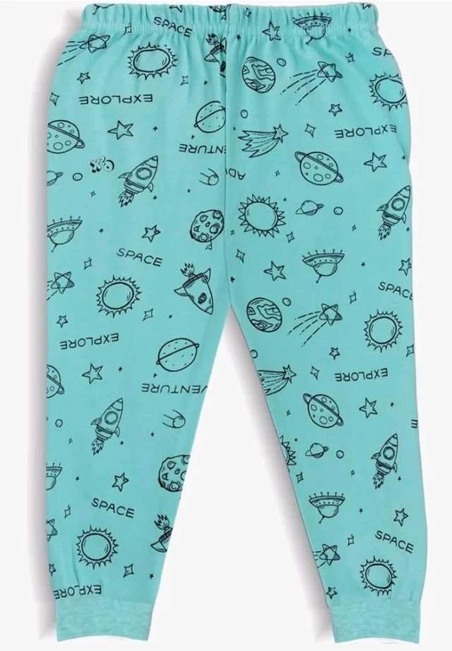 minicult Cotton Pajama Pants with All Over Print for Boys and Girls (Multicolor Designs)(Pack of 5) - 6-7 y, Blue
