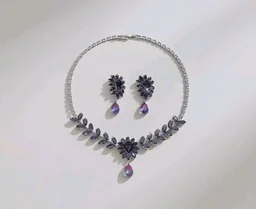 Shining Diva Fashion American Diamond Necklace Set for Women | Luxury Floral Design Choker with Matching Earrings | Premium Latest Stylish Silver-Tone Statement Jewellery