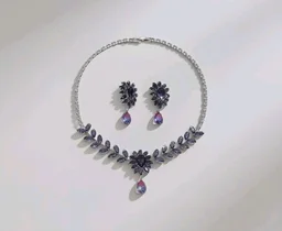 Shining Diva Fashion American Diamond Necklace Set for Women | Luxury Floral Design Choker with Matching Earrings | Premium Latest Stylish Silver-Tone Statement Jewellery