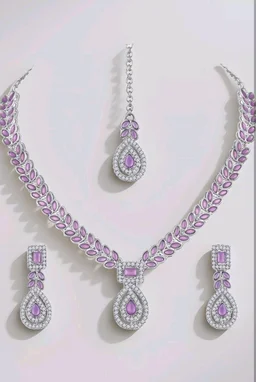 Atasi International AD Diamond Kundan Style Silver Plated Crystals Necklace