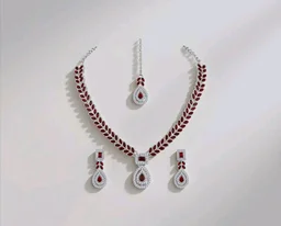 Atasi International AD Diamond Kundan Style Silver Plated Crystals Necklace