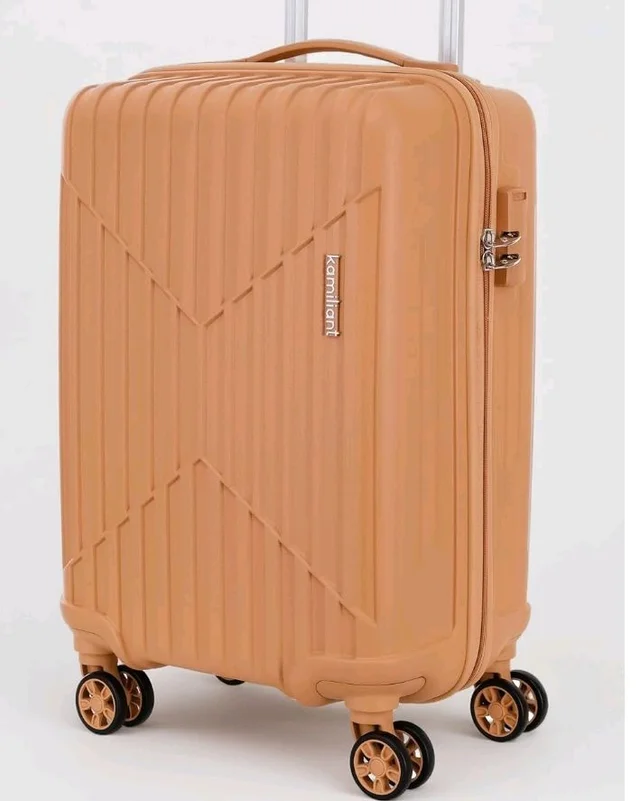 KAMILIANT by American Tourister Savvy|Cabin Trolley Bag Small Size (55 cms) for Travel| Hard Case Polypropylene (PP) Suitcase|360° 8-Wheel Spinner Luggage Trolley|Combination Lock|Orange Pastry