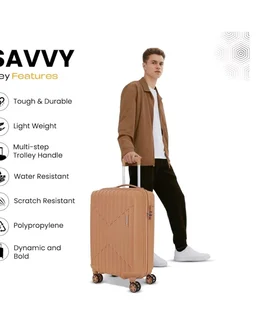KAMILIANT by American Tourister Savvy|Cabin Trolley Bag Small Size (55 cms) for Travel| Hard Case Polypropylene (PP) Suitcase|360° 8-Wheel Spinner Luggage Trolley|Combination Lock|Orange Pastry