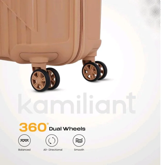 KAMILIANT by American Tourister Savvy|Cabin Trolley Bag Small Size (55 cms) for Travel| Hard Case Polypropylene (PP) Suitcase|360° 8-Wheel Spinner Luggage Trolley|Combination Lock|Orange Pastry