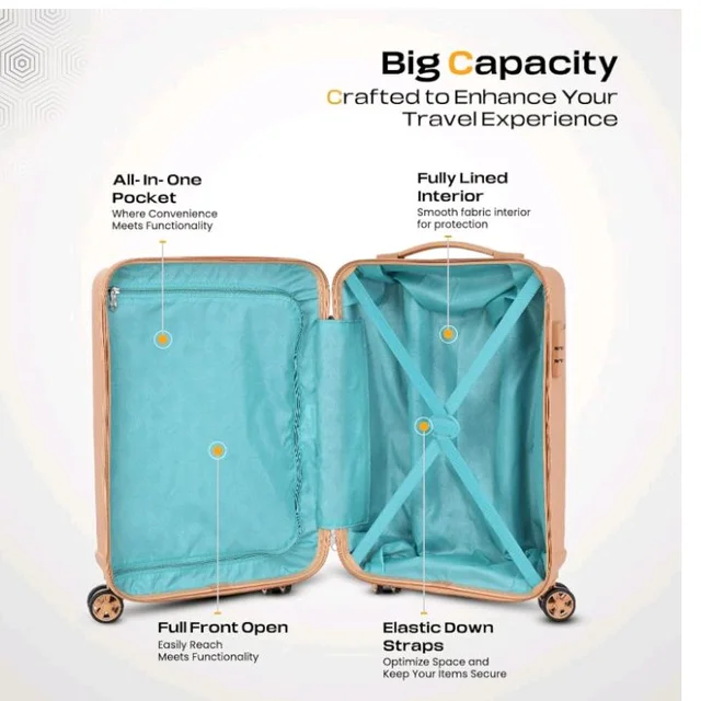 KAMILIANT by American Tourister Savvy|Cabin Trolley Bag Small Size (55 cms) for Travel| Hard Case Polypropylene (PP) Suitcase|360° 8-Wheel Spinner Luggage Trolley|Combination Lock|Orange Pastry