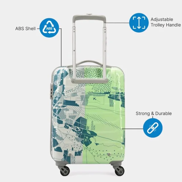 Skybags Cabin Trooper 55 Cms Small Abs Hardshellsided 4 Wheels Spinner Printed Luggage/Inline Suitcase/Trolley Back (Pale Green), Large
300+ bought in past month