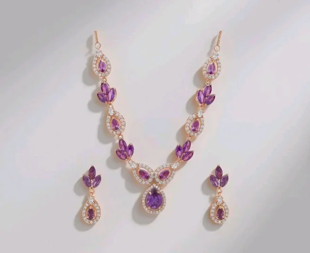 ZAVYA 925 Sterling Silver Petals Luxe Rose Gold Plated Women's Jewelry Set | Gift for Women and Girls | With Certificate of Authenticity and 925 Hallmark