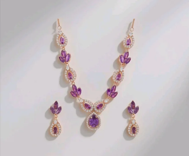 ZAVYA 925 Sterling Silver Petals Luxe Rose Gold Plated Women's Jewelry Set | Gift for Women and Girls | With Certificate of Authenticity and 925 Hallmark