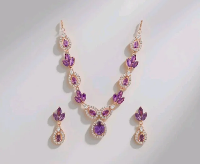 ZAVYA 925 Sterling Silver Petals Luxe Rose Gold Plated Women's Jewelry Set | Gift for Women and Girls | With Certificate of Authenticity and 925 Hallmark