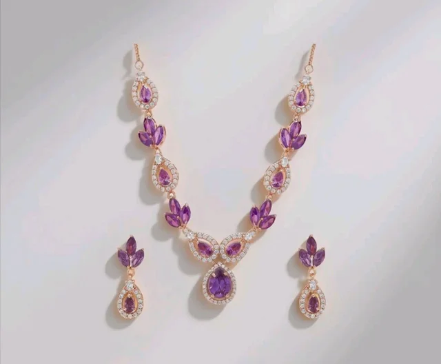 ZAVYA 925 Sterling Silver Petals Luxe Rose Gold Plated Women's Jewelry Set | Gift for Women and Girls | With Certificate of Authenticity and 925 Hallmark