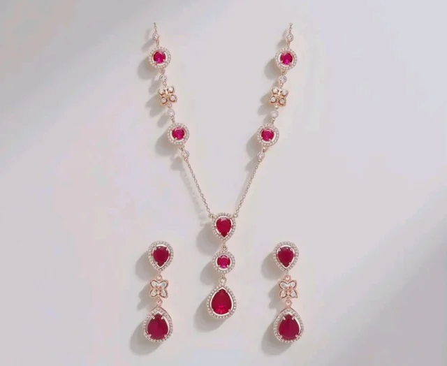 ZAVYA 925 Sterling Silver Statement Elegance ose Gold Plated Women's Jewelry Set | Gift for Women and Girls | With Certificate of Authenticity and 925 Hallmark