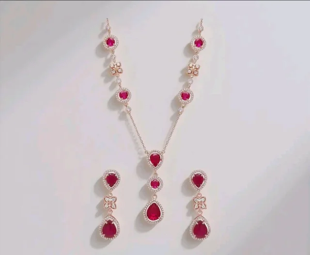 ZAVYA 925 Sterling Silver Statement Elegance ose Gold Plated Women's Jewelry Set | Gift for Women and Girls | With Certificate of Authenticity and 925 Hallmark