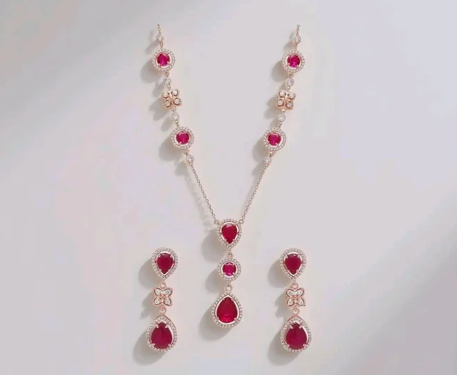 ZAVYA 925 Sterling Silver Statement Elegance ose Gold Plated Women's Jewelry Set | Gift for Women and Girls | With Certificate of Authenticity and 925 Hallmark