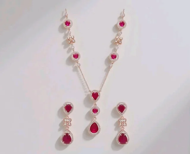 ZAVYA 925 Sterling Silver Statement Elegance ose Gold Plated Women's Jewelry Set | Gift for Women and Girls | With Certificate of Authenticity and 925 Hallmark