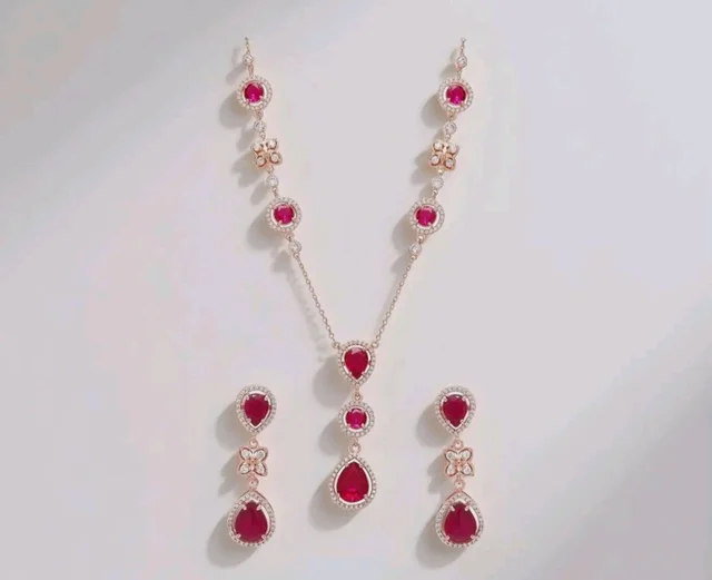 ZAVYA 925 Sterling Silver Statement Elegance ose Gold Plated Women's Jewelry Set | Gift for Women and Girls | With Certificate of Authenticity and 925 Hallmark