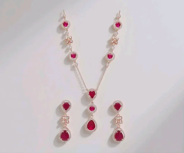 ZAVYA 925 Sterling Silver Statement Elegance ose Gold Plated Women's Jewelry Set | Gift for Women and Girls | With Certificate of Authenticity and 925 Hallmark