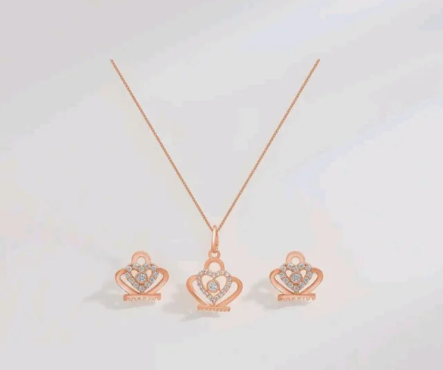 ZAVYA 925 Sterling Silver Heart Glow Rose Gold Plated Jewelry Set | Gift for Women & Girls | With Certificate of Authenticity & 925 Hallmark