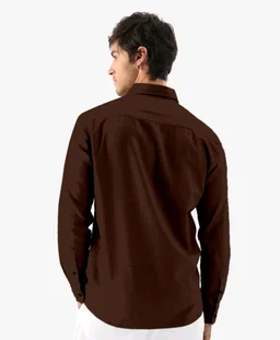 MahadevEmporium Men Relaxed Fit Fit Solid Curved Collar Casual - M, Brown