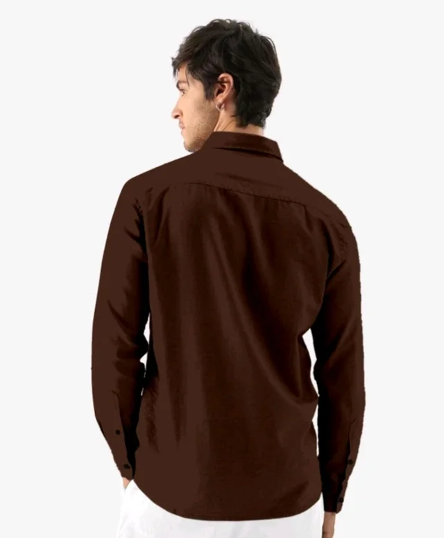 MahadevEmporium Men Relaxed Fit Fit Solid Curved Collar Casual - M, Brown