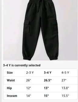 Trampoline Boys & Girls Cotton Terry Cargo Joggers with 4 Utility Pockets | Elastic Waist with Drawstring | Ribbed Cuffs | Soft Kids Jogger Pants for Casual Wear & Outdoor Play
- 4-5 y, Black