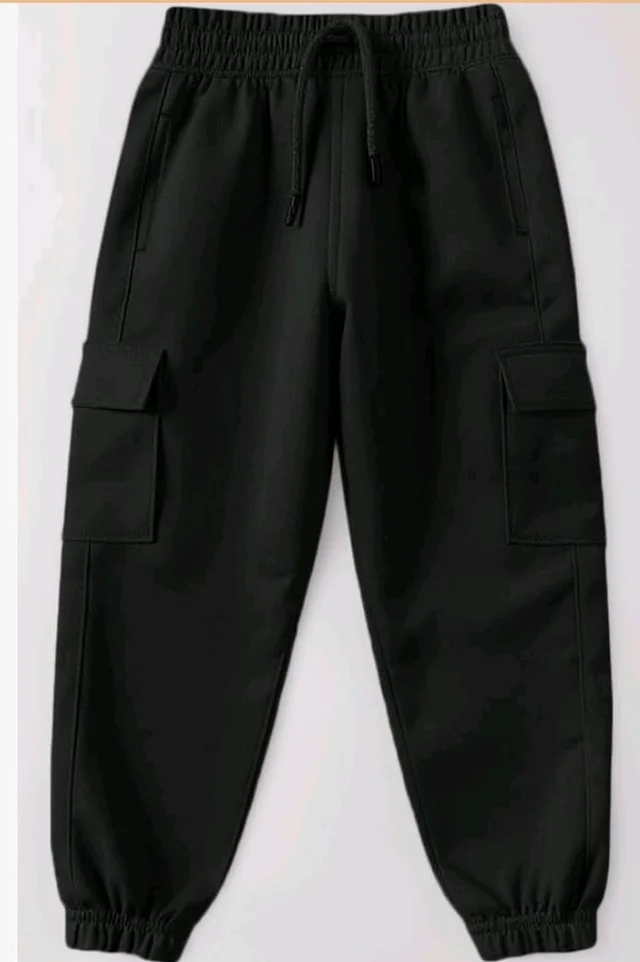 Trampoline Boys & Girls Cotton Terry Cargo Joggers with 4 Utility Pockets | Elastic Waist with Drawstring | Ribbed Cuffs | Soft Kids Jogger Pants for Casual Wear & Outdoor Play
- 6-7 y, Black