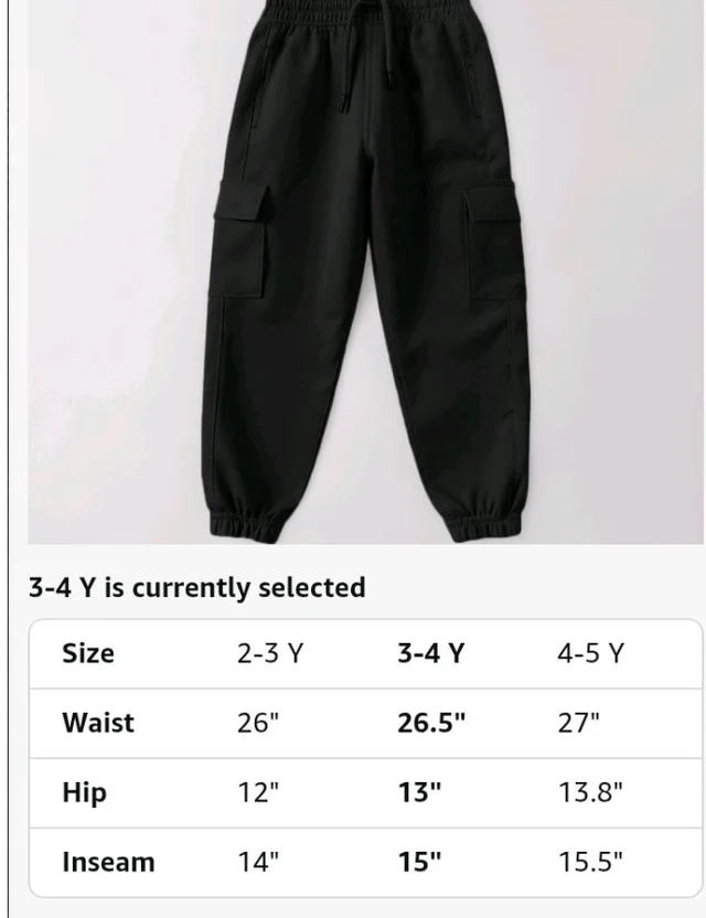 Trampoline Boys & Girls Cotton Terry Cargo Joggers with 4 Utility Pockets | Elastic Waist with Drawstring | Ribbed Cuffs | Soft Kids Jogger Pants for Casual Wear & Outdoor Play
- 10-11 y, Black