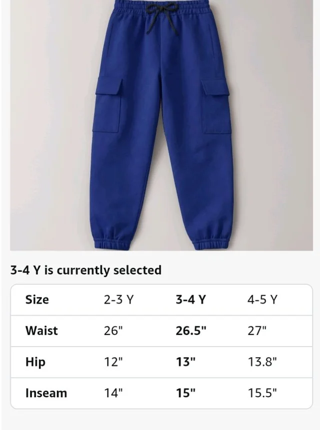 Trampoline Boys & Girls Cotton Terry Cargo Joggers with 4 Utility Pockets | Elastic Waist with Drawstring | Ribbed Cuffs | Soft Kids Jogger Pants for Casual Wear & Outdoor Play
- 12- 13 y, Blue