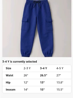 Trampoline Boys & Girls Cotton Terry Cargo Joggers with 4 Utility Pockets | Elastic Waist with Drawstring | Ribbed Cuffs | Soft Kids Jogger Pants for Casual Wear & Outdoor Play
- 14-15 y, Blue