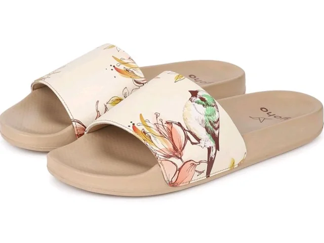 YOHO Tropica Printed Comfortable Women Slides | Stylish Rainy Footwear & Waterproof Monsoon Sandals | Soft Inner Lining On Strap