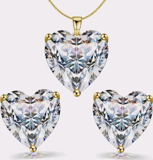 HighSpark 925 Silver Solitaire Heart Earrings Pendant Necklace Set for Women | 92.5 Sterling Silver & Diamond like Brilliance Sparkling Zirconia | Lovely Gift