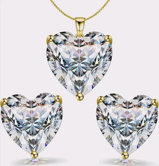 HighSpark 925 Silver Solitaire Heart Earrings Pendant Necklace Set for Women | 92.5 Sterling Silver & Diamond like Brilliance Sparkling Zirconia | Lovely Gift