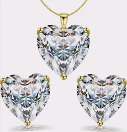 HighSpark 925 Silver Solitaire Heart Earrings Pendant Necklace Set for Women | 92.5 Sterling Silver & Diamond like Brilliance Sparkling Zirconia | Lovely Gift