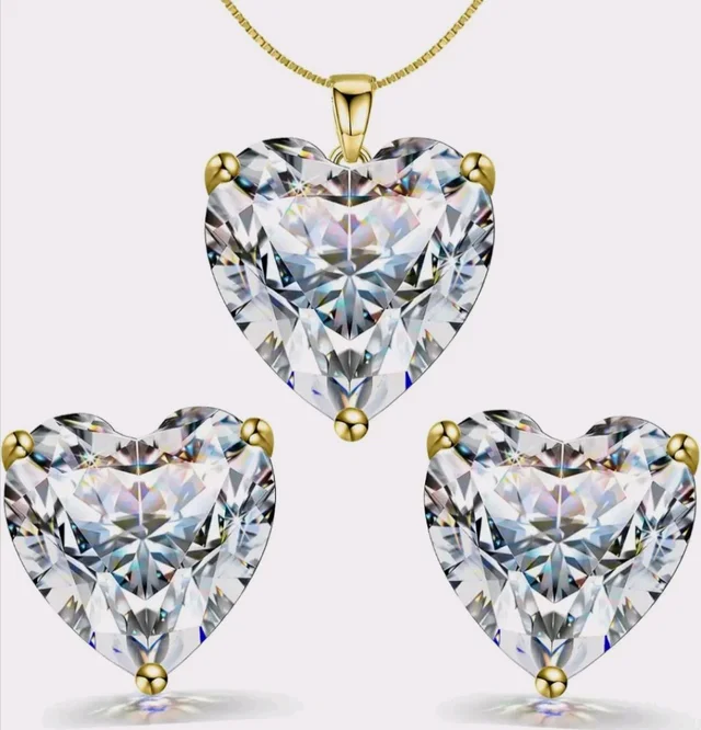 HighSpark 925 Silver Solitaire Heart Earrings Pendant Necklace Set for Women | 92.5 Sterling Silver & Diamond like Brilliance Sparkling Zirconia | Lovely Gift