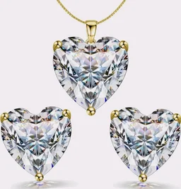 HighSpark 925 Silver Solitaire Heart Earrings Pendant Necklace Set for Women | 92.5 Sterling Silver & Diamond like Brilliance Sparkling Zirconia | Lovely Gift