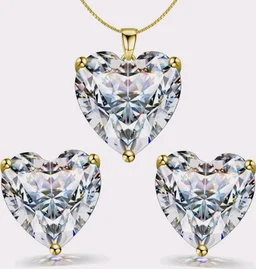 HighSpark 925 Silver Solitaire Heart Earrings Pendant Necklace Set for Women | 92.5 Sterling Silver & Diamond like Brilliance Sparkling Zirconia | Lovely Gift
