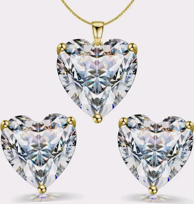 HighSpark 925 Silver Solitaire Heart Earrings Pendant Necklace Set for Women | 92.5 Sterling Silver & Diamond like Brilliance Sparkling Zirconia | Lovely Gift