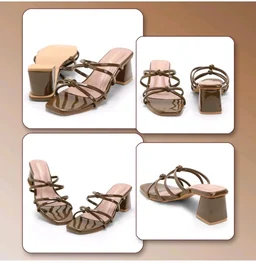 Women's Block Heel Sandals | Stylish Knot Strap Slip-On Heels | Square Toe Fashion Mules | Cushioned Party, Office & Casual Wear Sandals