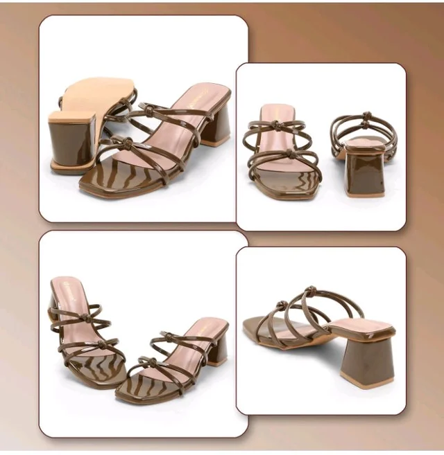 Women's Block Heel Sandals | Stylish Knot Strap Slip-On Heels | Square Toe Fashion Mules | Cushioned Party, Office & Casual Wear Sandals